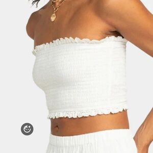 French Connection White Strapless Crop Top